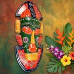 Furnshine - Nazar Battu Tribal Wall Mask 20 Inch Orange/Green - Handcrafted African Egyptian Wooden Face Hanging for Home Entrance, Living Room, Door, Balcony Decor & Gifts - Image 14