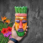 Furnshine - Set of 4 African Tribal Wooden Face Masks | Nazar Battu Wall Hanging Decor - Handcrafted Multi-Color (Green, Orange, Blue, Purple) for Home Entrance, Living Room - Buy Online - Image 15