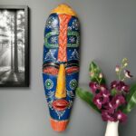 Furnshine -Vibrant Wooden Tribal Wall Mask Nazar Battu for Home Entrance & Living Room Wall Decor – 18 inch Handcrafted African-Style Face Hanging - Image 16