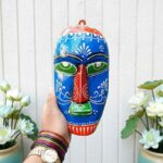 Furnshine - Handcrafted Orange/Blue Tribal Wooden Wall Mask - 9 Inch Nazar Battu African Egyptian Hanging for Home Entrance, Living Room Decor​ - Image 16
