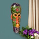 Furnshine - Handcrafted Blue/Green Tribal Wooden Wall Mask - 15 Inch Nazar Battu African Egyptian Hanging for Home Entrance, Living Room Decor​ - Image 16
