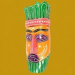 Furnshine - Set of 4 African Tribal Wooden Face Masks | Nazar Battu Wall Hanging Decor - Handcrafted Multi-Color (Green, Orange, Blue, Purple) for Home Entrance, Living Room - Buy Online - Image 17