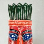 Furnshine - Set of 4 African Tribal Wooden Face Masks | Nazar Battu Wall Hanging Decor - Handcrafted Multi-Color (Green, Orange, Blue, Purple) for Home Entrance, Living Room - Buy Online - Image 18