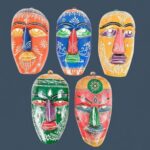 Furshine - Multicolour Wooden Tribal Wall Mask Set (Pack of 5) for Home Entrance & Living Room Wall Decor – Handcrafted Nazar Battu Masks for Ethnic Wall Art & Gifting - Image 2