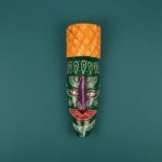 Furnshine - Handcrafted Green Tribal Wooden Wall Mask - 12 Inch Nazar Battu African Egyptian Hanging for Home Entrance & Living Room Decor​ - Image 2