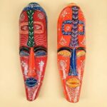 Furnshine - African Egyptian Face Wall Mask Hanging Set - Nazar Battu Tribal Wooden Masks for Home Entrance, Living Room Decor - 18 Inch Pack of 2 - Image 2
