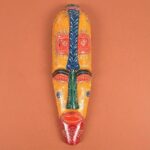 Furnshine - Orange Red African Egyptian Tribal Wall Mask Hanging - Nazar Battu Wooden Decor for Home Entrance & Living Room - 18 Inch Single Mask - Image 2