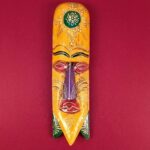 Furnshine - Yellow Handcrafted Wooden Tribal Wall Mask - 15 Inch Nazar Battu Hanging for Home Entrance & Living Room Decor - Image 2