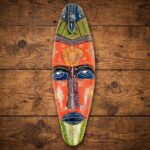 Furnshine - Orange/Yellow/Blue Tribal Mask Wall Hanging | Nazar Battu | Handcrafted Wooden 18 Inch Decor for Home Entrance, Living Room, Balcony - Image 2