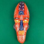 Furnshine - African Egyptian Orange Wall Mask Nazar Battu 12 Inch - Tribal Wooden Hanging for Home Entrance, Living Room, Door, Balcony Decor | Evil Eye Protection - Image 2