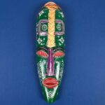 Furnshine - Nazar Battu Green Tribal Wooden Wall Mask | 18 Inch Handcrafted African Egyptian Face Hanging - Material Wood Home Entrance Door Living Room Balcony Decor - Image 2