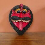 Furnshine - Handcrafted Red Yali Wooden Mask: Mythical South Indian Guardian for Divine Home Decor - Image 3