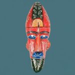 Furnshine - Handcrafted Red Wooden Tribal Wall Mask – Nazar Battu for Home Entrance, Living Room & Ethnic Decor – 12 Inch Hand Painted Hanging Art - Image 2