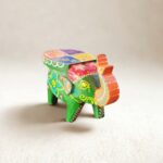 Furnshine - Cute Hand-Painted Green Small Wooden Elephant Stool - 4"H Indian Handicraft for Home, Pooja & Foyer Decor - Image 2