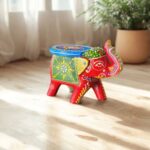Furnshine - Cute Handcrafted Wooden Small Elephant Stool - Hand-Painted Indian Decor for Pooja, Home Showpiece (5"L x 3"W x 4"H) - Image 2