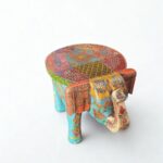 Furnshine - Handcrafted Wooden Elephant Stool – Turquoise Hand-Painted Pooja & Home Décor (8 Inch Height) - Image 2