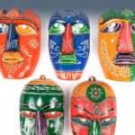 Furshine - Multicolour Wooden Tribal Wall Mask Set (Pack of 5) for Home Entrance & Living Room Wall Decor – Handcrafted Nazar Battu Masks for Ethnic Wall Art & Gifting - Image 3