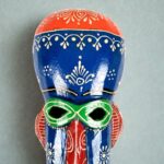 Furnshine - Handcrafted Blue/Green Tribal Wooden Wall Mask - 15 Inch Nazar Battu African Egyptian Hanging for Home Entrance, Living Room Decor​ - Image 3