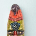 Furnshine - Green Maroon African Tribal Wall Mask Hanging - Nazar Battu Wooden Decor for Home Entrance & Living Room - 18 Inch Single Pack - Image 3