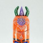 Furnshine - Orange Purple Horned Tribal Wall Mask - Nazar Battu Wooden Hanging for Home Entrance Decor - Image 3