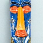 Furnshine - Blue Wooden Tribal Wall Mask - Handcrafted 15 Inch Nazar Battu Hanging for Home Entrance & Living Room Decor - Image 3