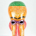 Furnshine - Orange Wall Mask Nazar Battu | 15 Inch Egyptian Tribal Wooden Hanging Mask - African Face Decor for Home Entrance, Door, Hallway, Balcony - Handcrafted India - Image 3