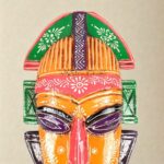 Furnshine - Tribal Wall Mask Nazar Battu | 20 Inch Orange Green Handcrafted Wooden Hanging - African Tribal Face Decor for Home Entrance, Living Room, Door, Balcony - Image 3