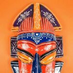 Furnshine - Nazar Battu Tribal Wall Mask 20 Inch Orange/Green - Handcrafted African Egyptian Wooden Face Hanging for Home Entrance, Living Room, Door, Balcony Decor & Gifts - Image 3