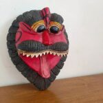 Furnshine - Handcrafted Red Yali Wooden Mask: Mythical South Indian Guardian for Divine Home Decor - Image 4