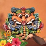 Furnshine - Handcrafted Chettinad Yali Yazhi Wooden Wall Mask - Solid Wood Carved Mythical Guardian, 10x12 Inch Traditional South Indian Home Decor - Image 3