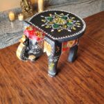 Furnshine - Wooden Elephant Stool Black Red Design - Handcrafted Indian Home Decor 6x9x6.5 Inches - Image 3