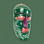 Furnshine - Handcrafted Green Wooden Tribal Wall Mask – Nazar Battu for Home Entrance, Living Room & Ethnic Decor – 9 Inch Hand Painted Hanging Art - Image 3