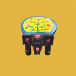 Furnshine - Handcrafted Black Wooden Elephant Stool with Yellow Floral Design - Small Indian Handicraft for Pooja, Home & Foyer Decor (4.5"H x 5"W) - Image 3