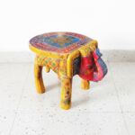 Furnshine - Handcrafted Yellow Elephant Stool Design - Indian Handicraft for Pooja, Home & Foyer Decor (8"H x 10.5"L x 8"W) - Image 3