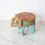 Furnshine - Handcrafted Wooden Elephant Stool – Turquoise Hand-Painted Pooja & Home Décor (8 Inch Height) - Image 3