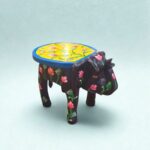 Furnshine - Handcrafted Black & Yellow Wooden Elephant Stool with Floral Designs - Rajasthani Indian Handicrafts for Pooja, Home & Foyer Decor (8"H x 10.5"L x 8"W) - Image 3