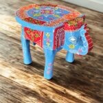 Furnshine - Sky Blue Design Wooden Elephant Stool  - Indian Handicraft Home Decor, Pooja & Foyer (8"H x 10.5"L x 8"W) - Image 3