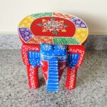 Furnshine - Multicolor Wooden Elephant Stool - Indian Handicrafts for Home, Pooja & Foyer Decor (8"H x 10.5"L x 8"W) - Image 4