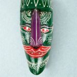 Furnshine - Handcrafted Green Tribal Wooden Wall Mask - 12 Inch Nazar Battu African Egyptian Hanging for Home Entrance & Living Room Decor​ - Image 4
