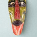 Furnshine - Green Maroon African Tribal Wall Mask Hanging - Nazar Battu Wooden Decor for Home Entrance & Living Room - 18 Inch Single Pack - Image 4