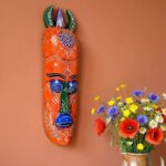 Furnshine - Orange Purple Horned Tribal Wall Mask - Nazar Battu Wooden Hanging for Home Entrance Decor - Image 4