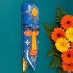Furnshine - Blue Wooden Tribal Wall Mask - Handcrafted 15 Inch Nazar Battu Hanging for Home Entrance & Living Room Decor - Image 4