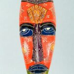 Furnshine - Orange/Yellow/Blue Tribal Mask Wall Hanging | Nazar Battu | Handcrafted Wooden 18 Inch Decor for Home Entrance, Living Room, Balcony - Image 4