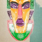 Furnshine - Tribal Wall Mask Nazar Battu | 20 Inch Orange Green Handcrafted Wooden Hanging - African Tribal Face Decor for Home Entrance, Living Room, Door, Balcony - Image 4