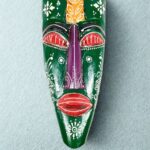 Furnshine - Nazar Battu Green Tribal Wooden Wall Mask | 18 Inch Handcrafted African Egyptian Face Hanging - Material Wood Home Entrance Door Living Room Balcony Decor - Image 4