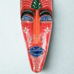 Furnshine - Red Tribal Wooden Mask Nazar Battu | Handcrafted African Egyptian Wall Hanging Decor - 18 inch Home Entrance Living Room Balcony Gift Pack - Image 4