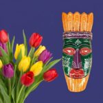 Furnshine - Set of 4 African Tribal Wooden Face Masks | Nazar Battu Wall Hanging Decor - Handcrafted Multi-Color (Green, Orange, Blue, Purple) for Home Entrance, Living Room - Buy Online - Image 4