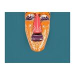 Furnshine - Handcrafted Orange Wooden Tribal Wall Mask – Nazar Battu for Home Entrance, Living Room & Ethnic Decor – 9 Inch Traditional Indian Art Hanging - Image 4