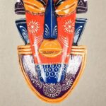 Furnshine - Nazar Battu Tribal Wall Mask 20 Inch Orange/Green - Handcrafted African Egyptian Wooden Face Hanging for Home Entrance, Living Room, Door, Balcony Decor & Gifts - Image 4