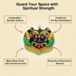 Furnshine - Wooden Evil Eye Protector, Nazar Battu/Drishti Bommai Gombe for Home Entrance, Nazar Kavach/Wall Hanging/Face Mask (Black) - Image 4